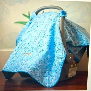 💚10 CANOPY COUTURE CARSEAT COVER Blue & white infant